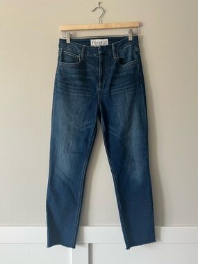 Frank & Eileen Cropped Straight Leg Jeans Size 28 Raw Hem Medium Wash High Rise